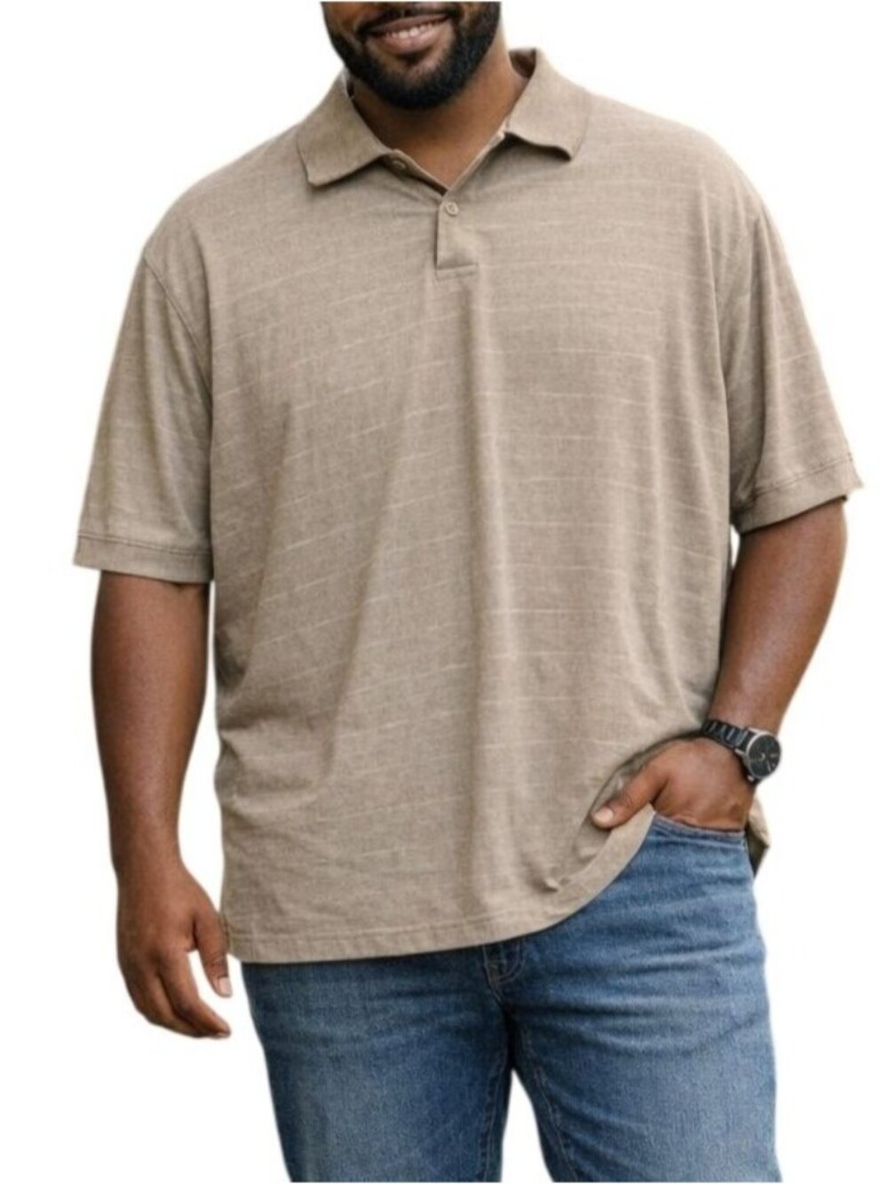 Haggar Polo Shirt XXL Mens Tan Classic Fit Short Sleeve Lightweight Casual Wear